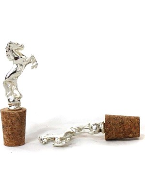 Gümüş At Figürlü 2 Adet Mantar Tıpa - Şarap Yağdanlık Şişe