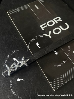 Fiori Yıldız Gümüş Tokalı Kadın Kemeri, Ceket Kemeri, Gömlek Kemeri, Elbise Kemeri