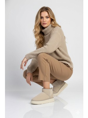 Famele's Feelup Süet Içi Kürklü Kısa Kalın Taban Bej Kadın Günlük Bot