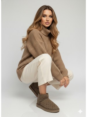 Pierre Cardin Baskılı Kadın Içi Peluş Süet Vizon Günlük Bot 55391