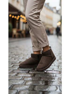 Pierre Cardin Baskılı Kadın Içi Peluş Süet Koyu Kahve Günlük Bot 55391