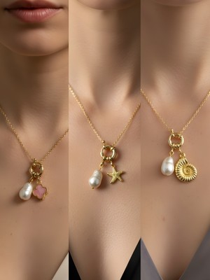 NKT Collection Deniz Kabuğu Deniz Yıldızı Midye Incili Kolye
