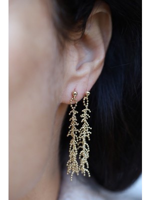 Yenigün Kuyumculuk 14 Ayar Altın  Italyan Sallantılı Püsküllü Küpe TKM32260