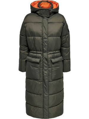 ShopINN Onlpuk Long Puffer cc Otw Kadın Yeşil Mont - 15260035