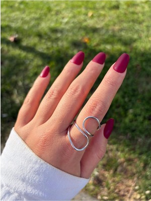 Kadın Gümüş Renk Sarmal Yüzük