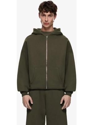 Yakamel Erkek Oversıze Fermuarlı Hırka