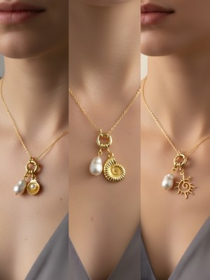 NKT Collection Güneş Deniz Kabuğu Midye Incili Kolye