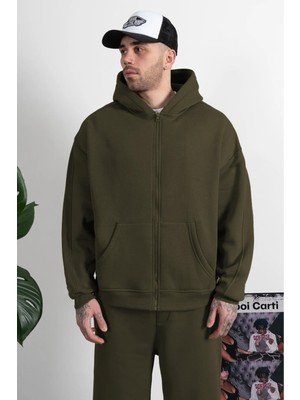 Yakamel Erkek Oversıze Fermuarlı Hırka