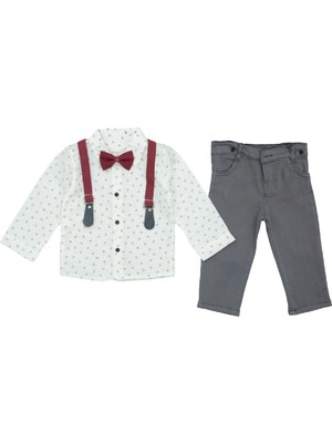 Modanino Erkek Bebek %100 Pamuk Papyonlu ve Askılı Kemerli 2'li Takım 3-24 Ay 12483
