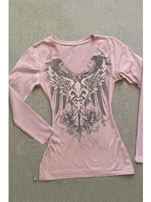 İsra Ayyıldız Moonstar Collection Gotic Wing Y2K Uzun Kollu Angel Bluz