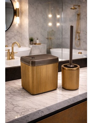 Decorev Banyo Çöp Kovası ve Wc Fırçası Seti | Modern ve Şık Banyo Aksesuarları 2li Set