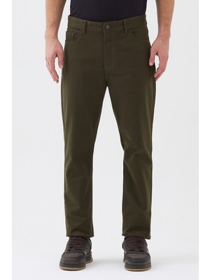 Expier Erkek Haki Kanvas Pamuklu Regular Fit Rahat Kesim Pantolon