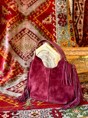 Blackbird Luxe Mila Hakiki Deri Süet Kadın El ve Omuz Çantası(Makyaj Çantalı)