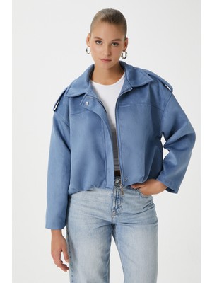 Ritnice Kadın Rodney Süet Etkili Mavi Bomber Ceket