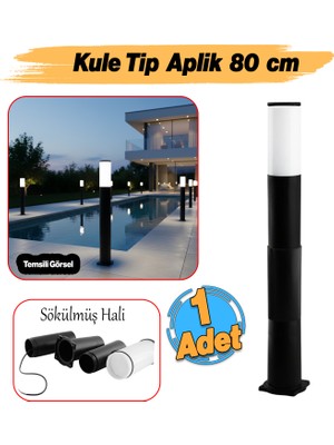 Badem10 Kule Tip Düz Plastik Sokak Bahçe Aplik 80 cm Lamba Aydınlatma Bahçe Duvar Armatür E27 Duy Uyumlu