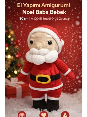 El Yapımı Amigurumi Noel Baba Bebek – 30 cm