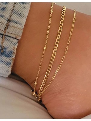 M Miel Kadın Üçlü Zincir Kombin Halhal