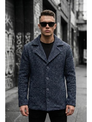 Oksit Kruvaze Düğmeli Dar Kesim Ekose Dokulu Astarsız Erkek Ceket