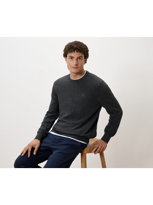 Tchibo Erkek Kazak, Bisiklet Yaka, Kırç. K. Gri