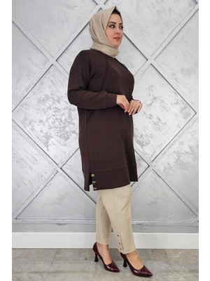 Pys Giyim Kadın Nervür Dikim Düğme Detaylı Tesettür Tunik
