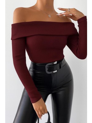 StockMount Bordo Madonna Yaka Bluz Kaşkorse Kumaş