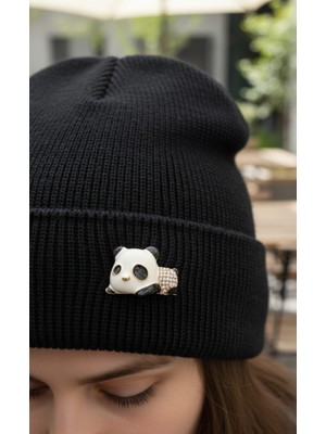 Efeaks Işıltılı Panda Broş - Kristal Taşlı Sevimli Hayvan Figürlü Yaka Iğnesi