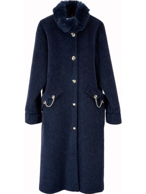 JOOQSTORE Cep Zencir Yaka Kürklü Uzun Kaban