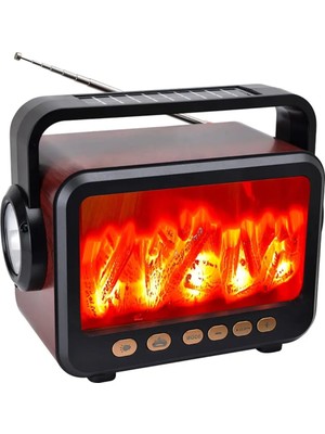 Beemen Alev Efektli Solar Şarjlı Bluetooth Hoparlör | Fm Radyo | El Feneri | Usb/tf/aux | 8W Taşınabilir Müzik Kutusu