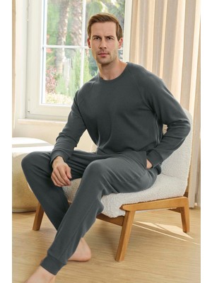 Erkek Aydoğan Waffle Uzun Kol Pijama Takımı 250650 Acı Yeşil