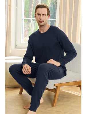 Erkek Aydoğan Waffle Uzun Kol Pijama Takımı 250651 LACIVERT06