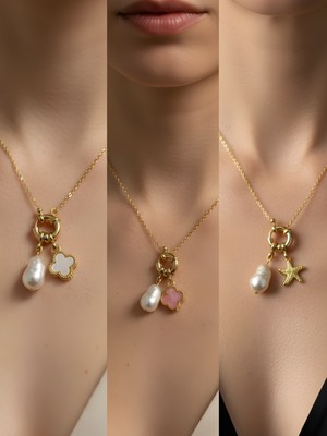 NKT Collection Deniz Yıldızı Midye Kutup Yıldızı Incili Kolye