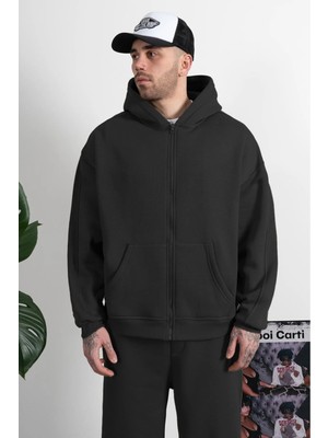 Yakamel Erkek Oversıze Fermuarlı Hırka