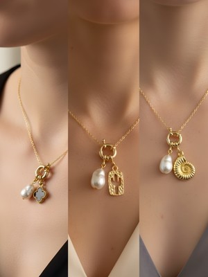 NKT Collection Deniz Kabuğu Kaktüs Deniz Yıldızı Incili Kolye