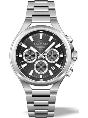 Nacar Safir Cam Spor Gümüş Erkek Kol Saati NC08-29420075-ABM