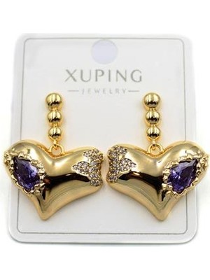 Royaleks Taşlı Kalp Küpe - Altın