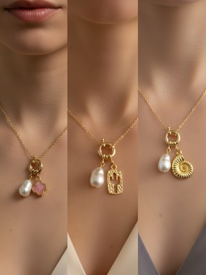 NKT Collection Deniz Kabuğu Kaktüs Midye Incili Kolye