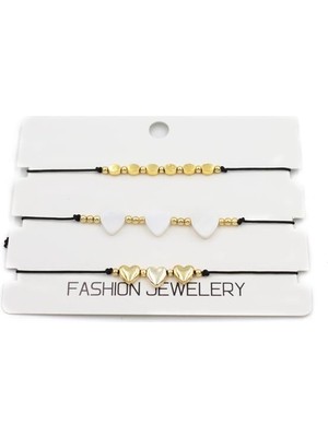 Royaleks 3'lü Kalp Ip Bileklik - Altın