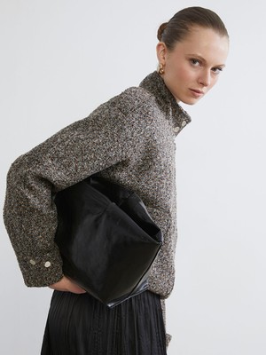 LC Waikiki Gri Dik Yaka Oversize Kadın Ceket