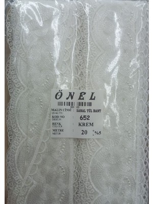 urfakent bilişim ve medya danışmanlık Dantel Polyester Sanal Tül Bant Krem 20 Metre En 6 cm ON-652-KR