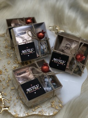 UltraNova 5'li Yılbaşı Hediye Seti, Kahve ve Mantar Kapaklı Cam Şişe Draje Kutusu