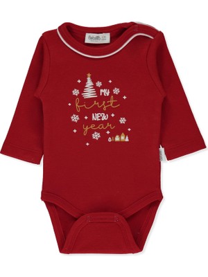 Bebetto Interlok Uzun Kollu Body Ay (Happy New Year/25) Kırmızı