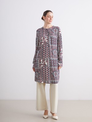 Lc Waikiki Yeni Sezon Bisiklet Yaka Etnik Desenli Kadın Tunik