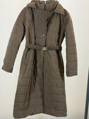 JOOQSTORE Kapüşonlu Kemerli Uzun Şişme Mont