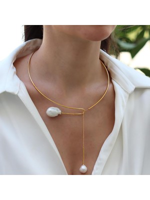 Necati Gün Barok Inci Gold Sarkıt Gümüş Gerdanlık