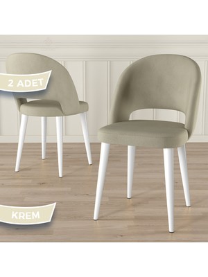 Canisa Pane Serisi 2 Adet Mutfak Sandalyesi Babyface Kumaş Beyaz Ayak