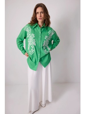 JOOQSTORE Kontrast Nakışlı Gömlek