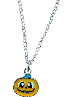 Herşey Nota Balkabağı Figürlü Kolye – Unisex Metal Zincirli Sevimli & Şık Tasarım