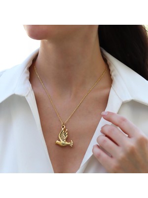 Necati Gün Kuş Bombeli Gold Gümüş Kolye