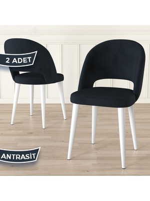 Canisa Pane Serisi 2 Adet Mutfak Sandalyesi Babyface Kumaş Beyaz Ayak