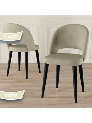 Canisa Pane Serisi 2 Adet Mutfak Sandalyesi Babyface Kumaş Siyah Ayak